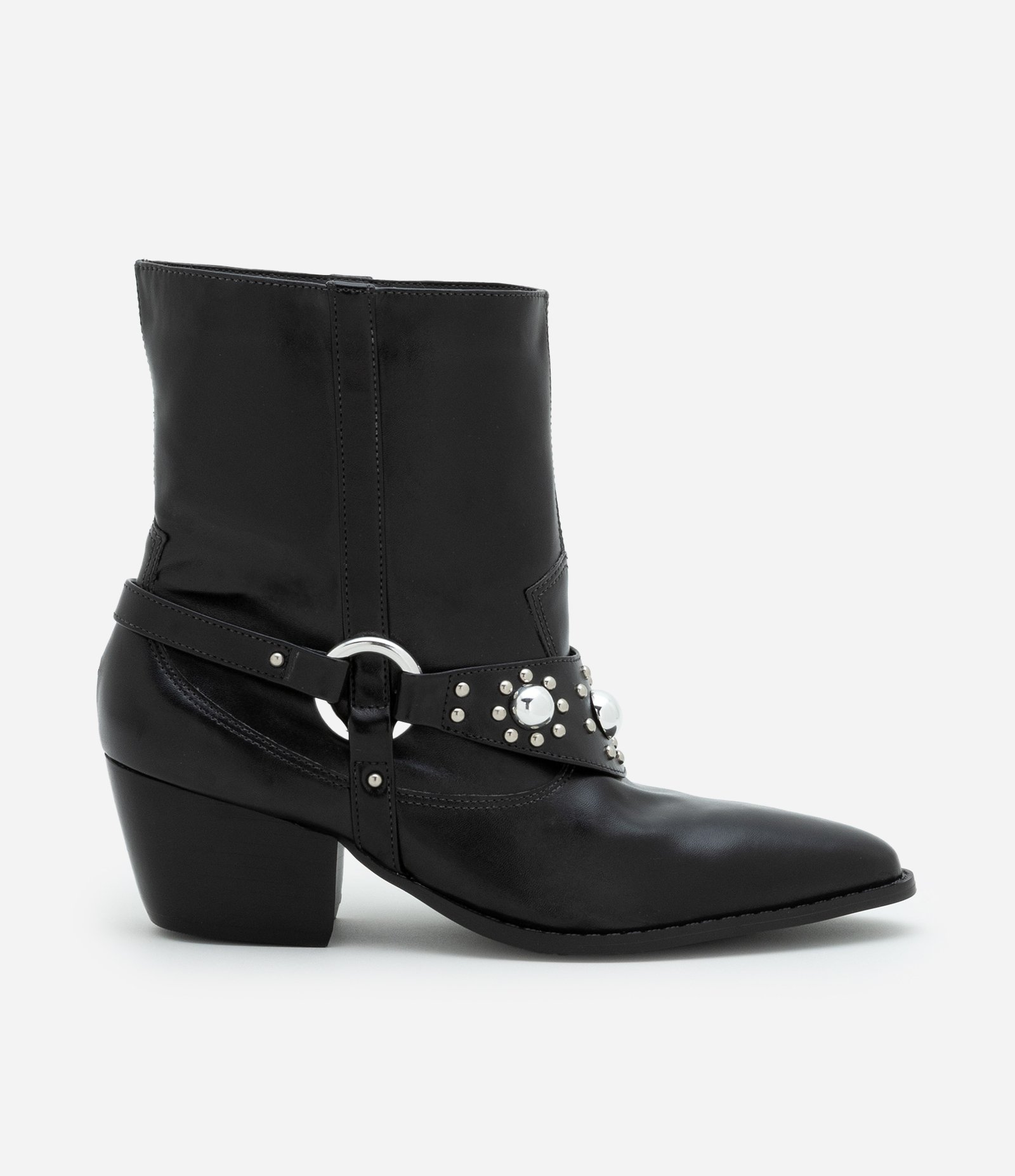Bota Western em PU com Detalhes de Tachinhas Preto 1
