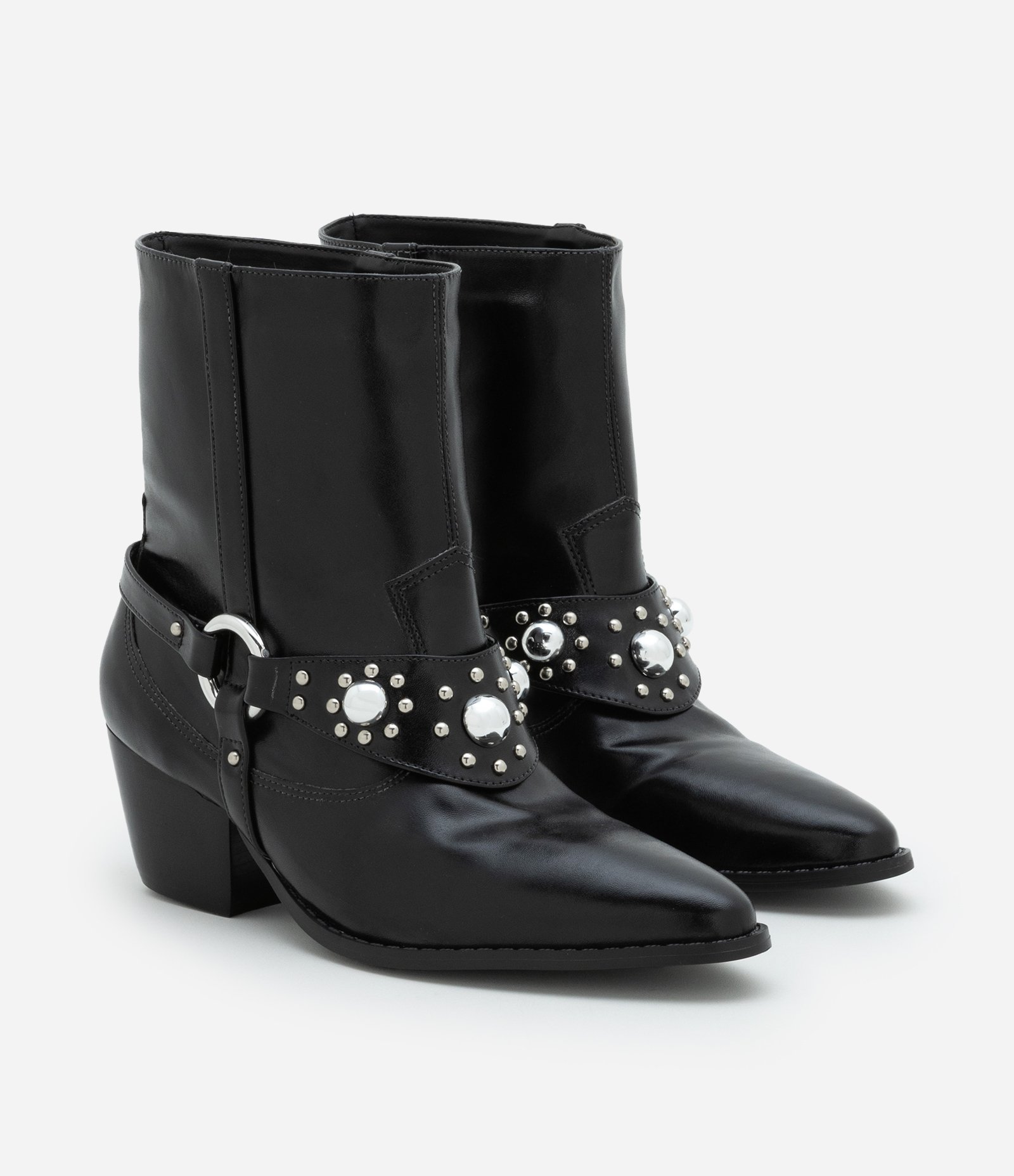 Bota Western em PU com Detalhes de Tachinhas Preto 2