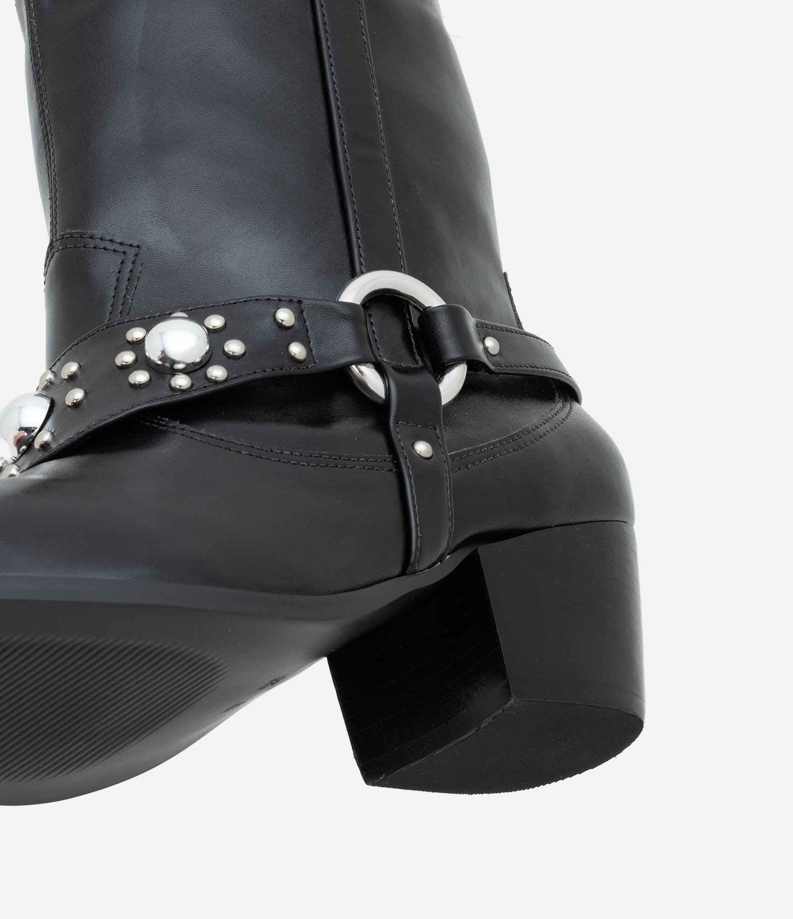 Bota Western em PU com Detalhes de Tachinhas Preto 5