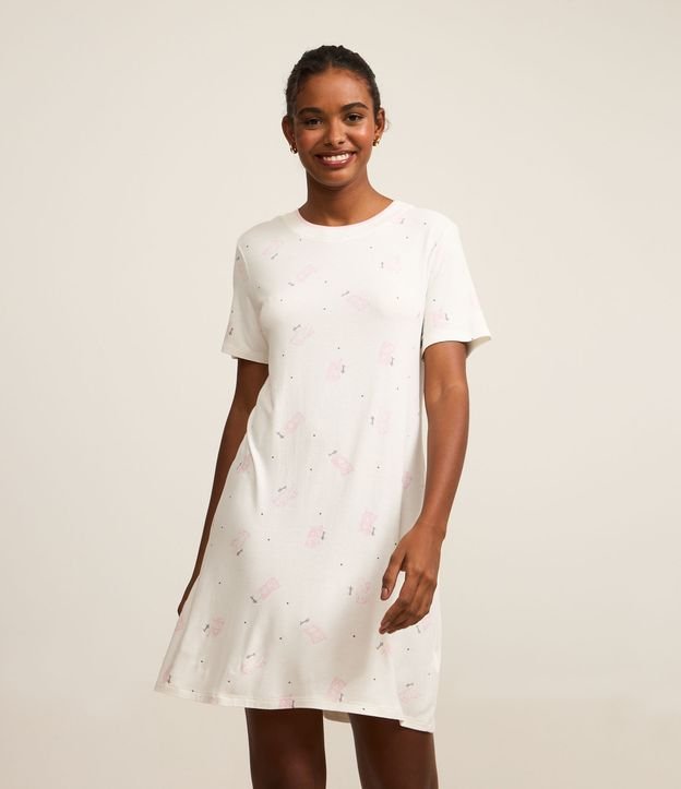 Camisola Curta em Viscose com Estampa de Gatinhos Lovely