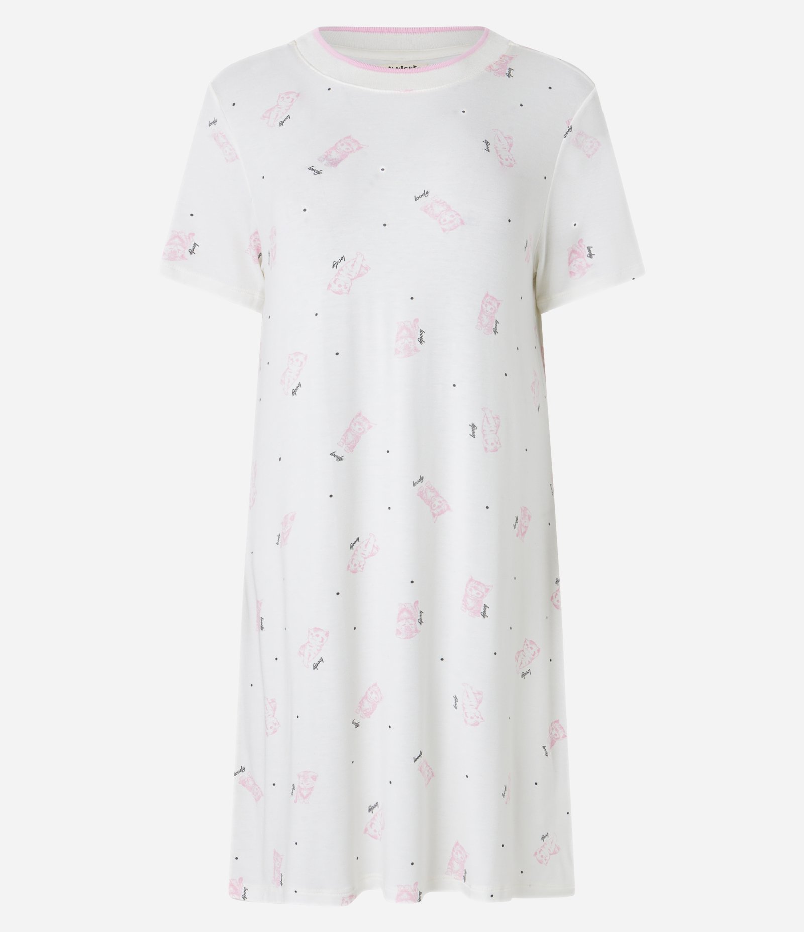 Camisola Curta em Viscose com Estampa de Gatinhos Lovely Branco 3