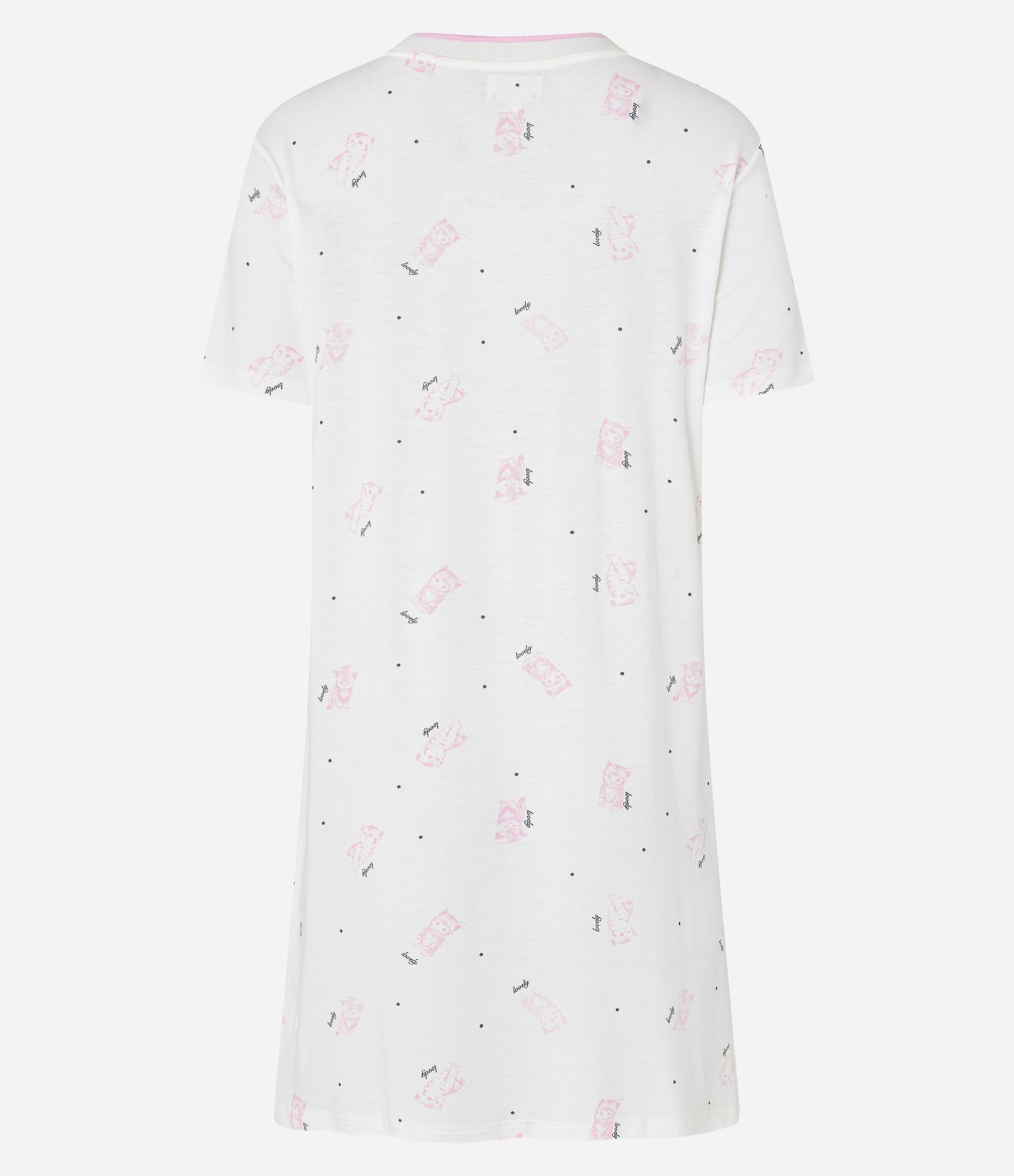 Camisola Curta em Viscose com Estampa de Gatinhos Lovely Branco 4