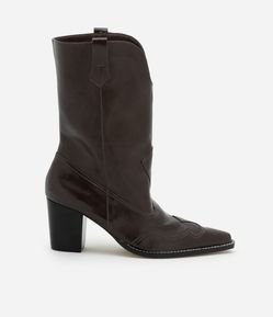 Bota Western em PU com Detalhes Pespontados