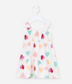 Vestido Infantil com Estampa Corações - Tam 0 a 18 meses
