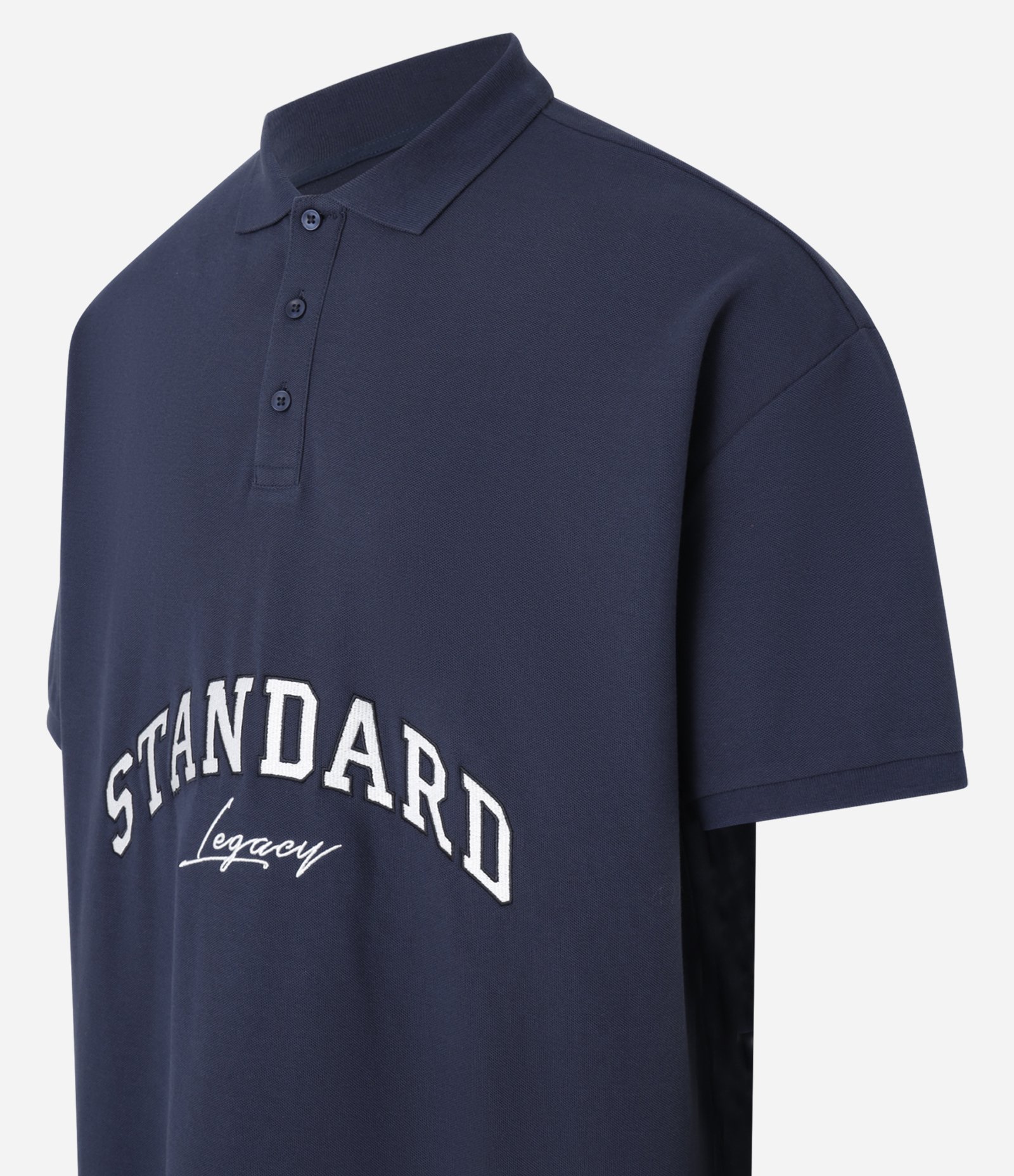 Camisa Polo Oversized em Algodão com Bordado Lettering e Cava Deslocada Azul 8