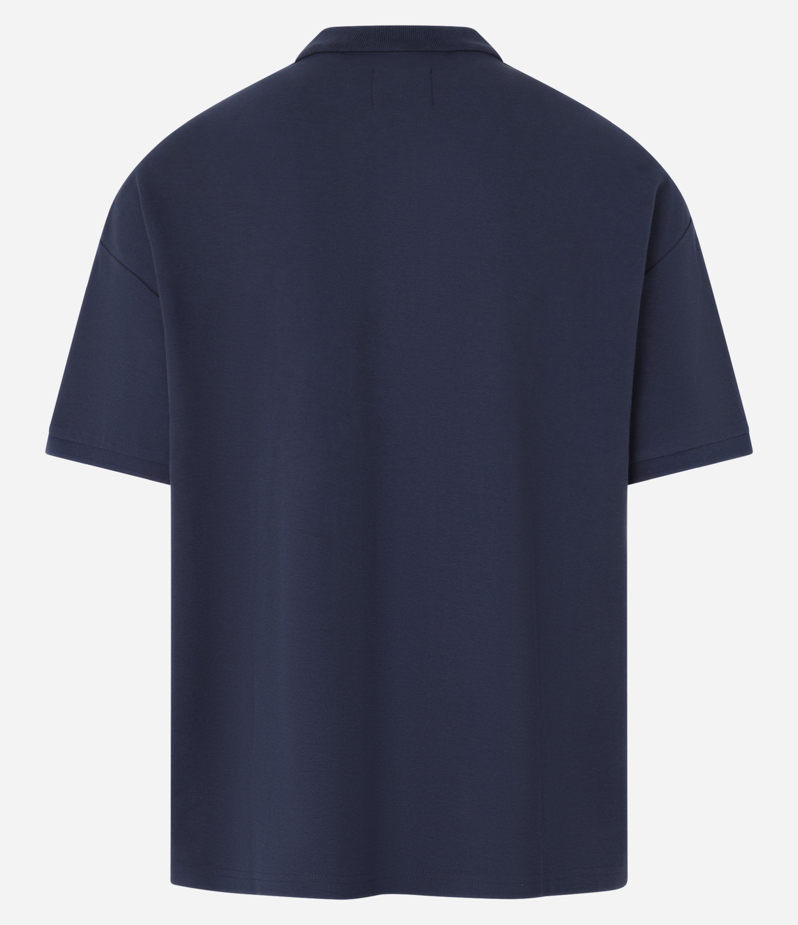 Camisa Polo Oversized em Algodão com Bordado Lettering e Cava Deslocada Azul 9