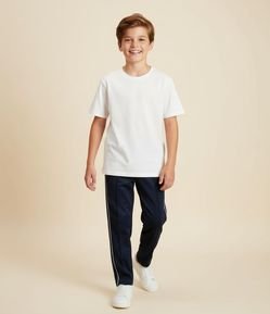 Calça Infantil Reta em Microfibra com Piping - Tam 5 A 14 Anos