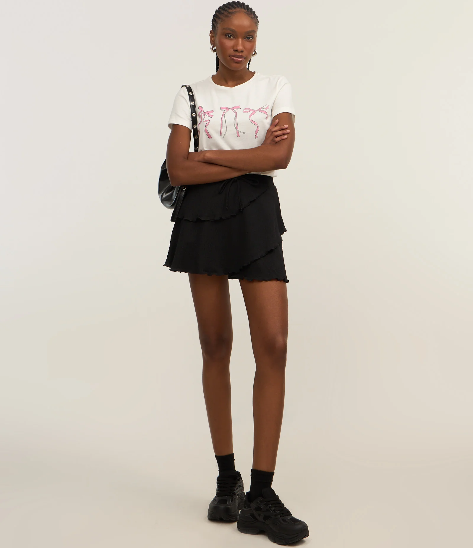 Blusa Baby Look com Estampa de Lacinhos Branco 2