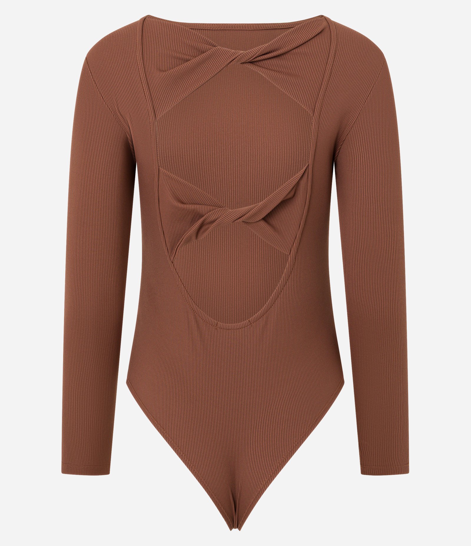 Body Texturizado em Microfibra com Tiras Torcidas nas Costas Marrom 10
