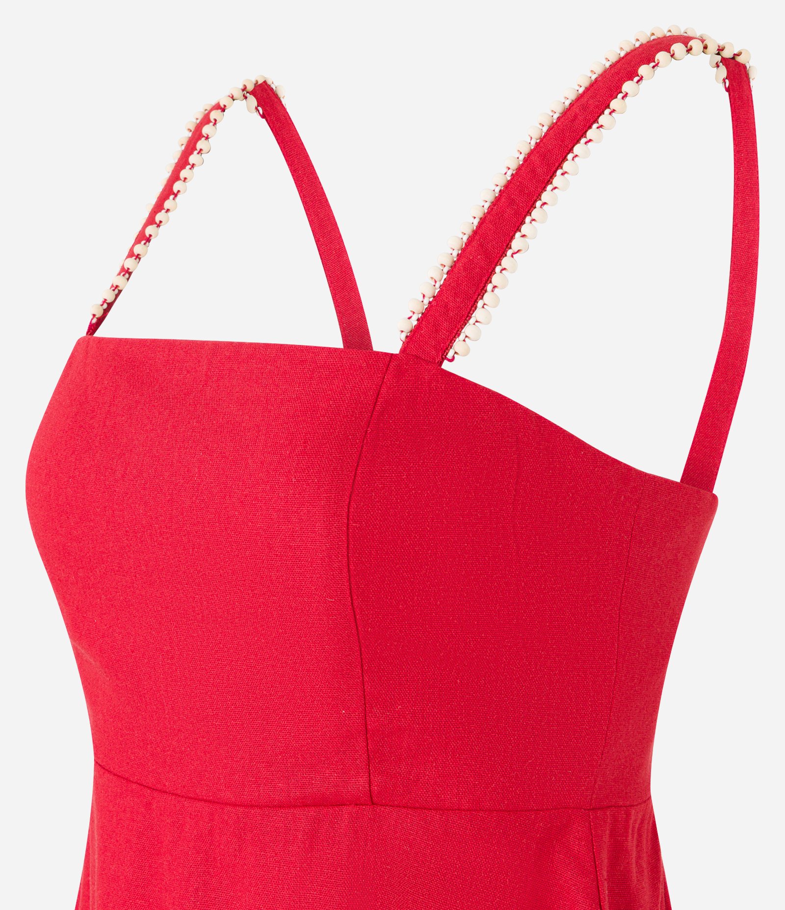 Blusa Peplum em Viscolinho com Decote Quadrado e Bolinhas na Alça Vermelho 6