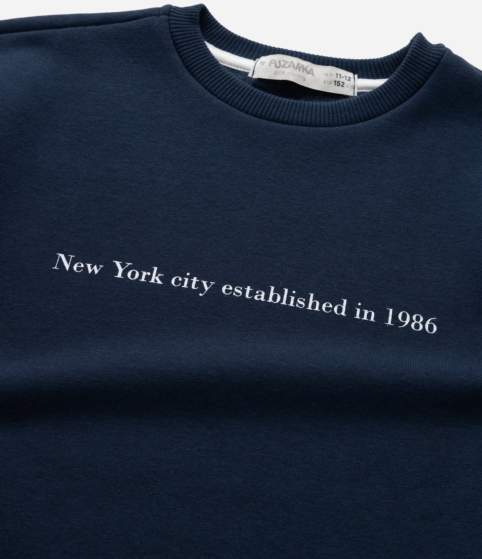 Casaco Infantil com Barra Diferenciada e Lettering Nova York - Tam 5 a 14 Anos Azul 6