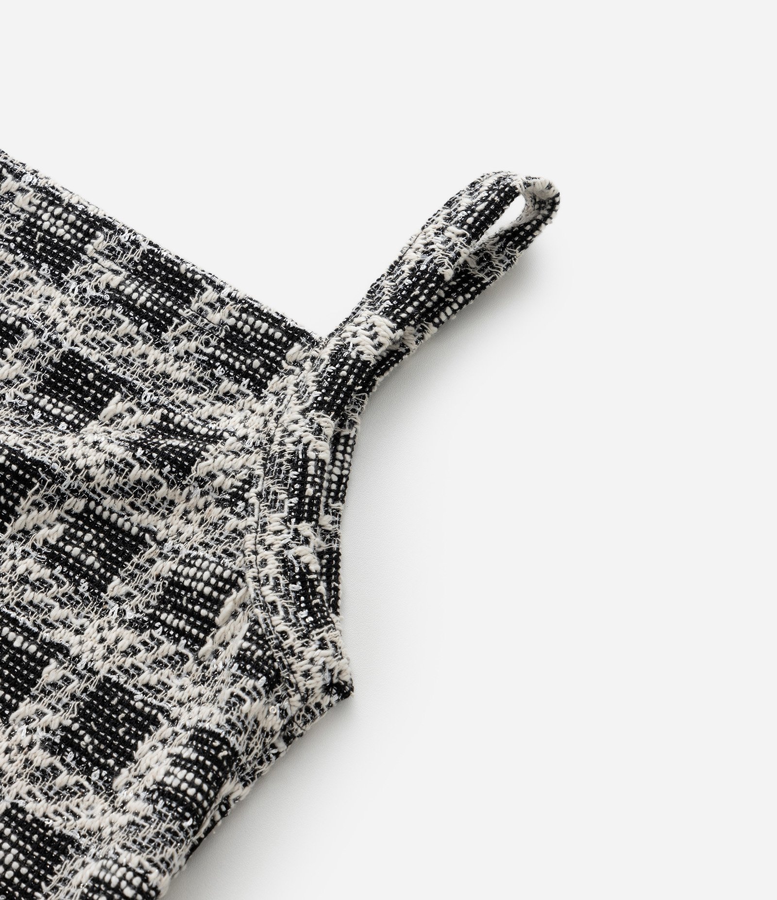 Vestido Infantil em Tweed com Sobreposição - Tam 5 a 14 Anos Preto/Branco 8