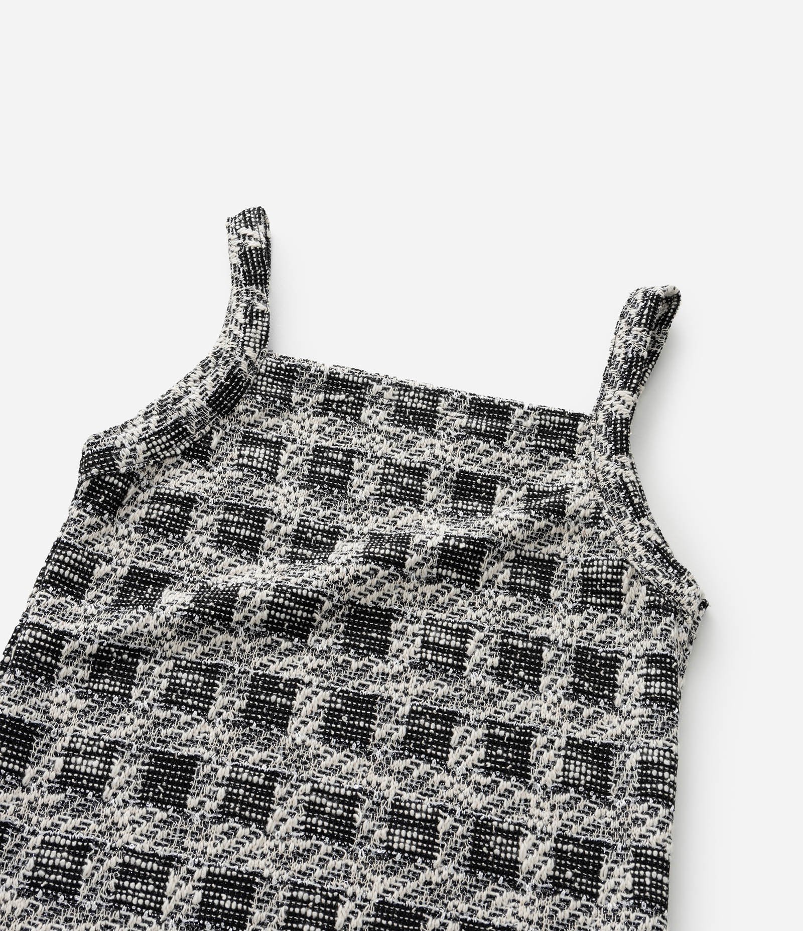 Vestido Infantil em Tweed com Sobreposição - Tam 5 a 14 Anos Preto/Branco 9