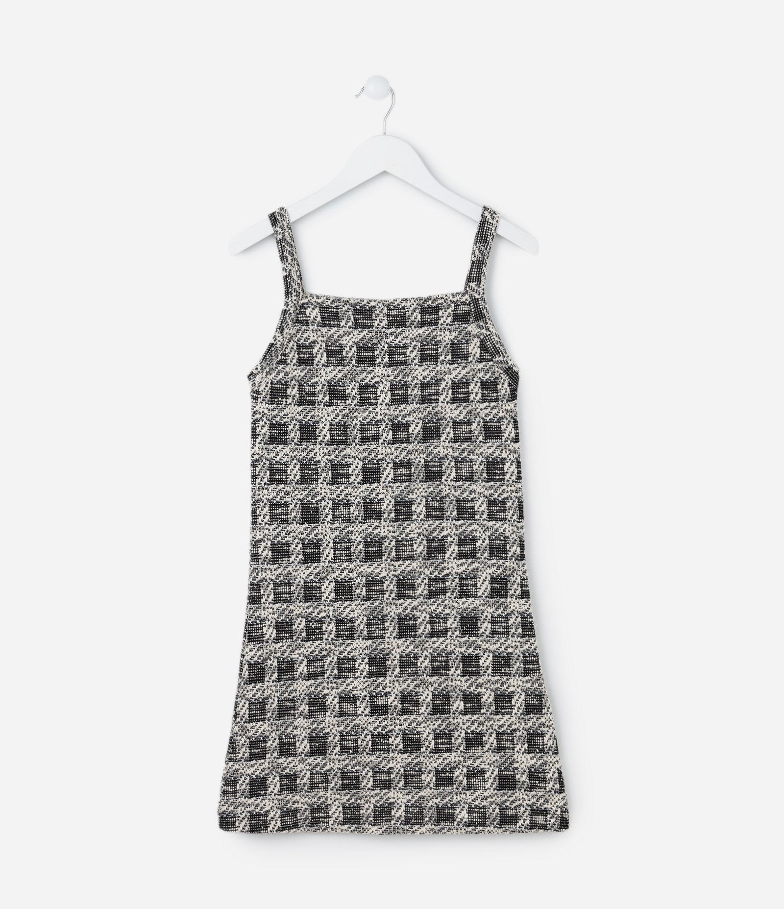 Vestido Infantil em Tweed com Sobreposição - Tam 5 a 14 Anos Preto/Branco 4