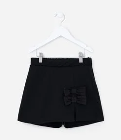 Short Saia Infantil em Ponto Roma com Lacinhos Aplicados - Tam 5 a 14 Anos