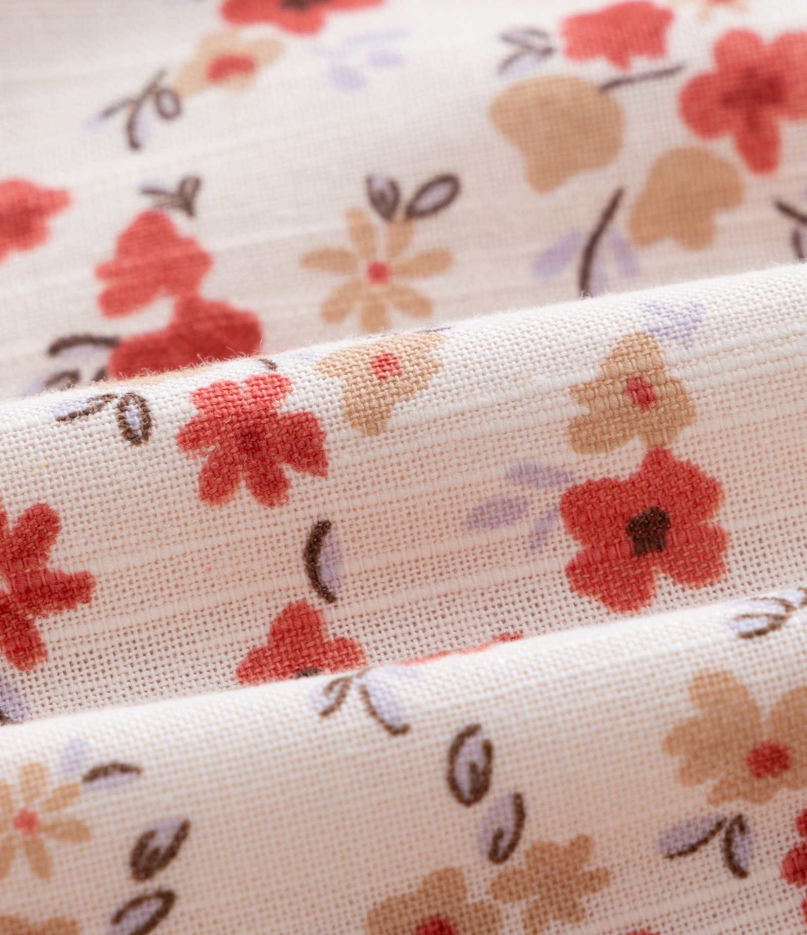 Saia Infantil com Rendinha e Estampa Floral - Tam 5 a 14 Anos Bege/Vermelho 4