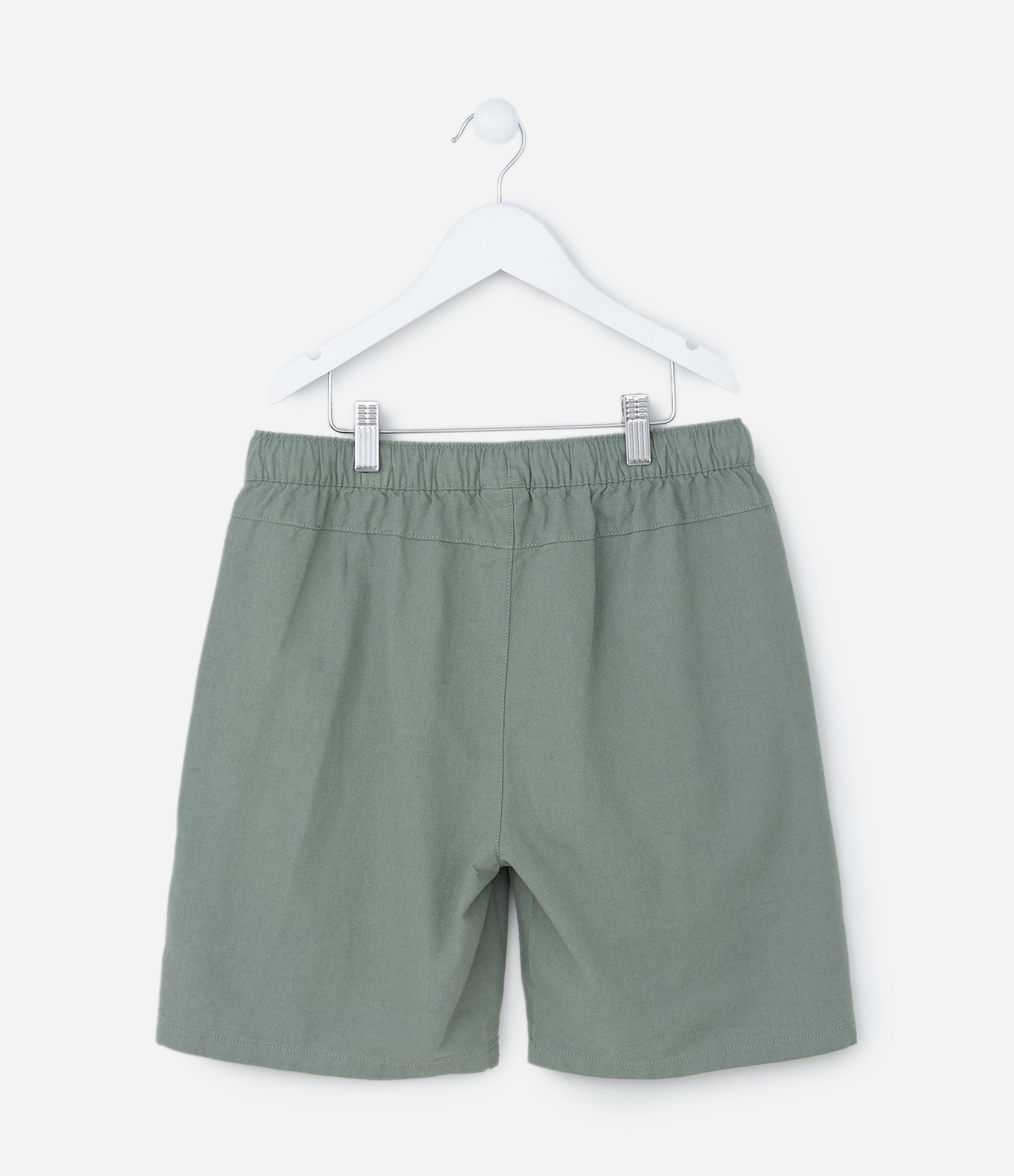 Bermuda Infantil em Algodão e Linho com Cós Elástico - Tam 5 a 14 anos Verde 3