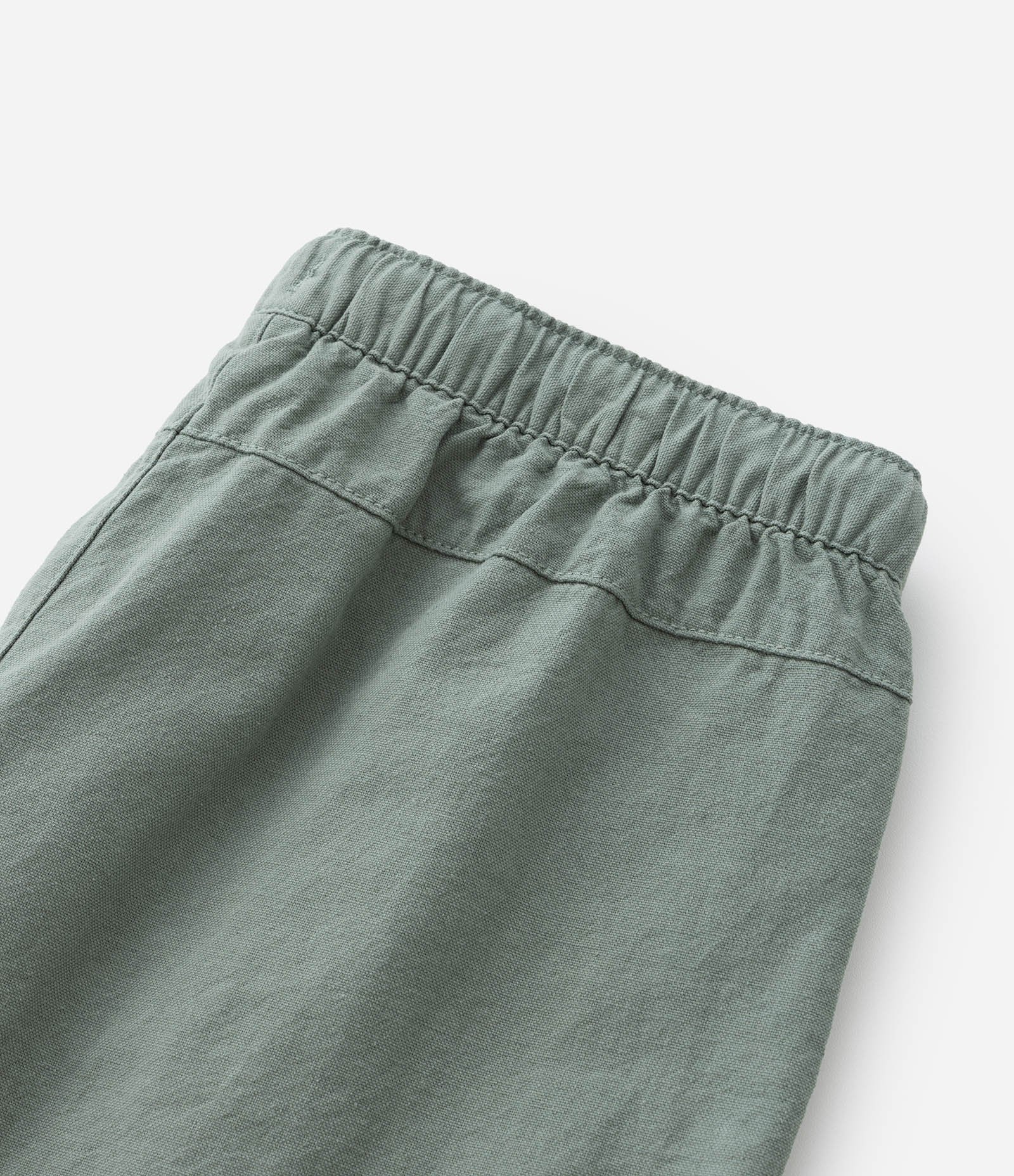 Bermuda Infantil em Algodão e Linho com Cós Elástico - Tam 5 a 14 anos Verde 4