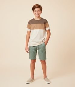 Bermuda Infantil em Algodão e Linho com Cós Elástico - Tam 5 a 14 anos