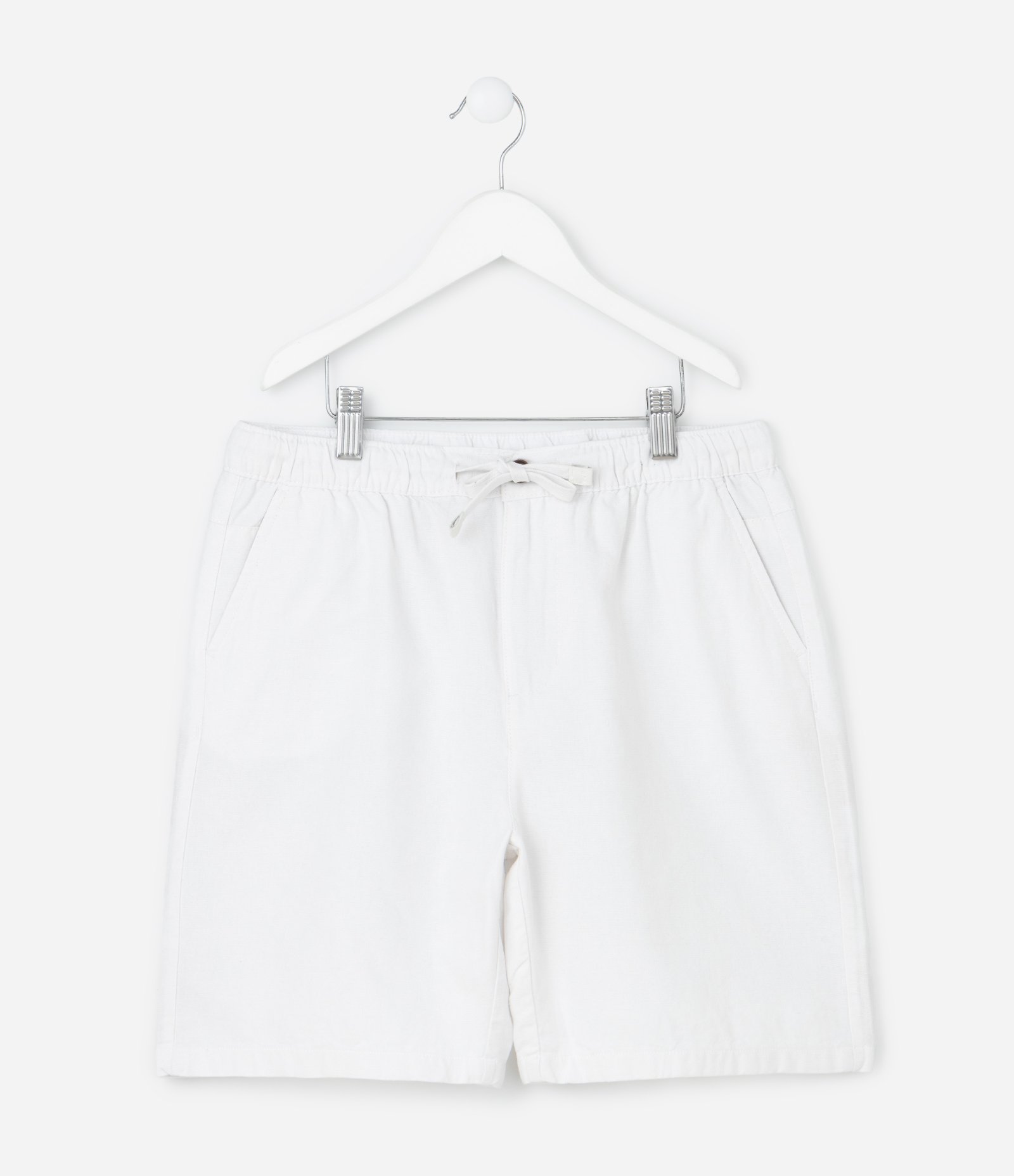 Bermuda Infantil em Algodão e Linho com Cós Elástico - Tam 5 a 14 anos Branco 1