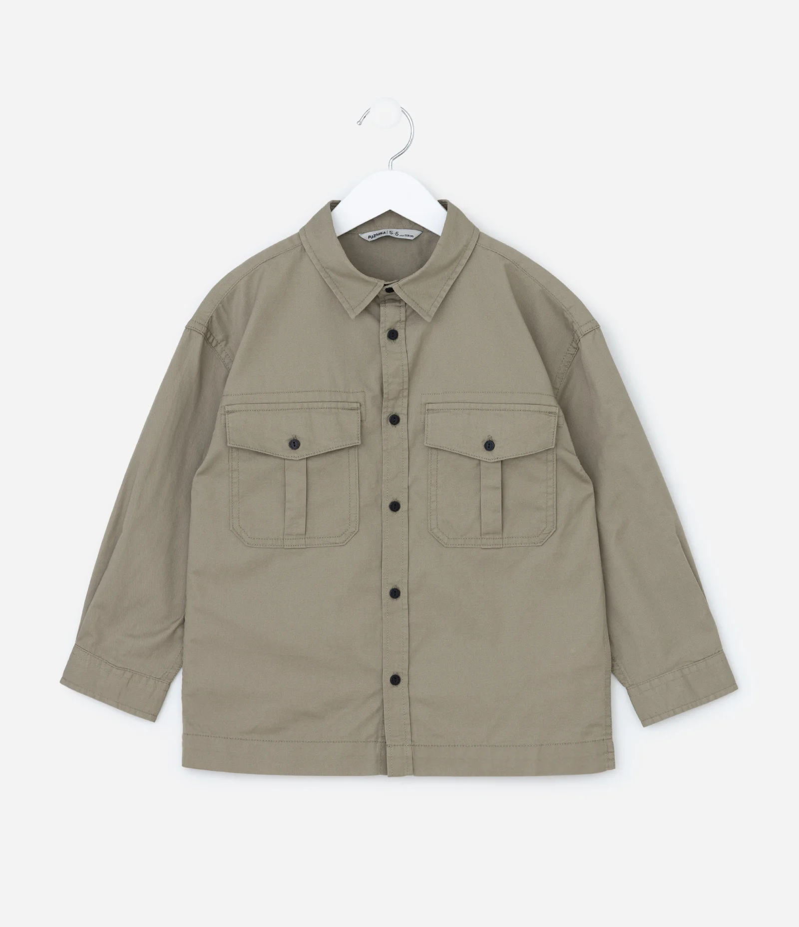 Camisa Infantil em Sarja com Bolsinhos - Tam 5 a 14 Anos Verde 1