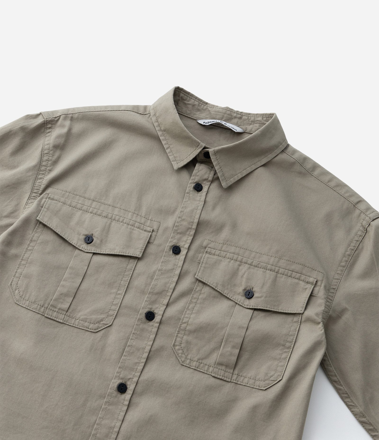 Camisa Infantil em Sarja com Bolsinhos - Tam 5 a 14 Anos Verde 7