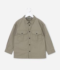 Camisa Infantil em Sarja com Bolsinhos - Tam 5 a 14 Anos