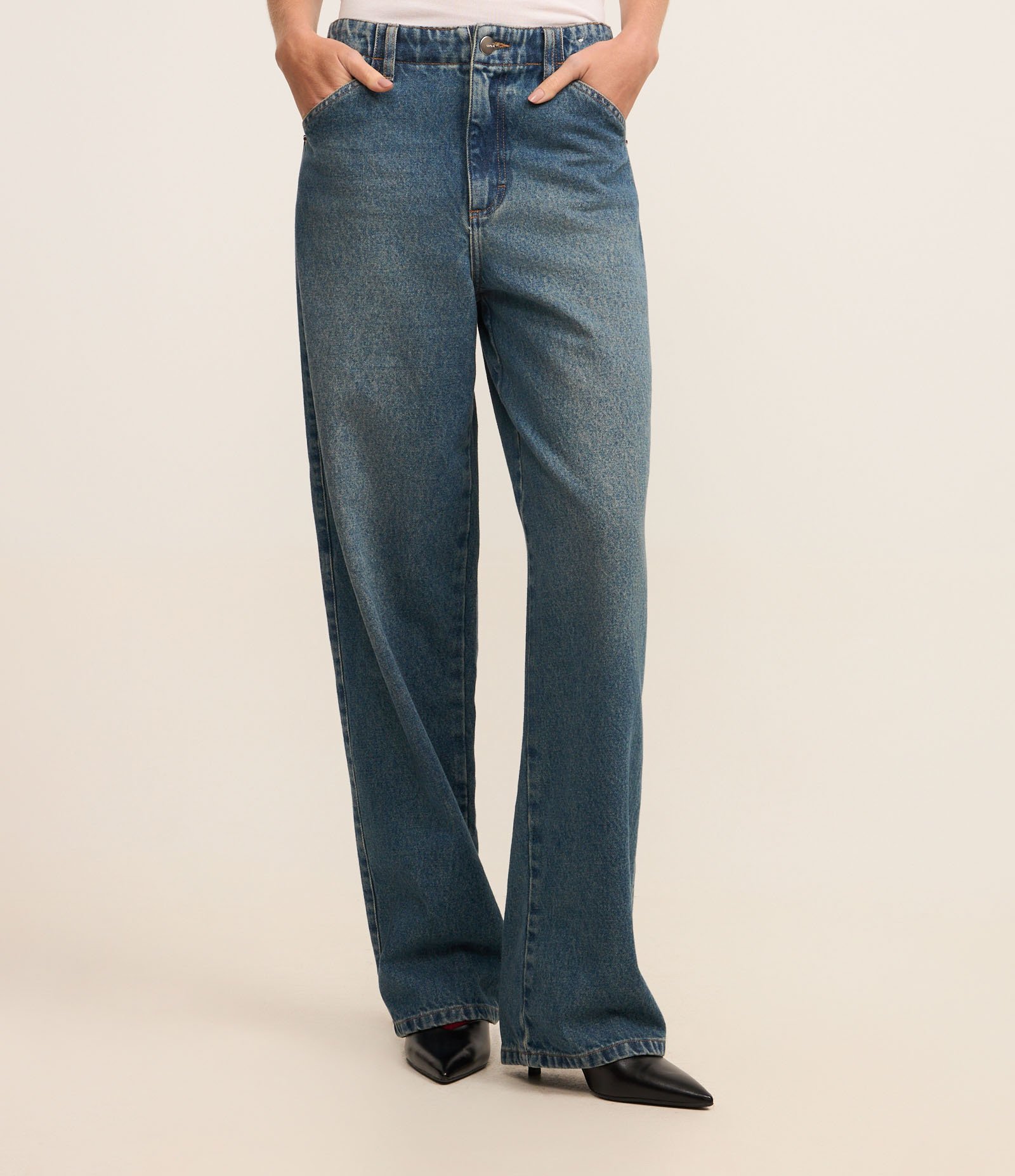 Calça Baggy em Jeans Dirty com Bolso Faca Azul 4