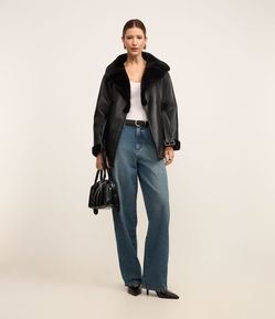 Calça Baggy em Jeans Dirty com Bolso Faca