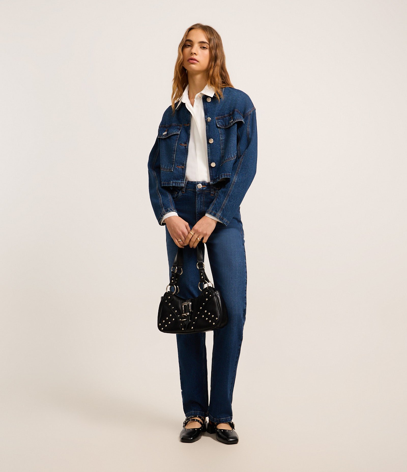 Jaqueta Jeans com Abotoamento e Bolso Western Azul 2