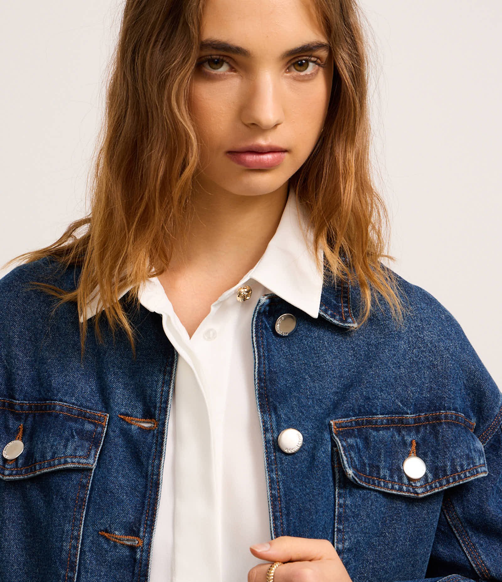 Jaqueta Jeans com Abotoamento e Bolso Western Azul 3