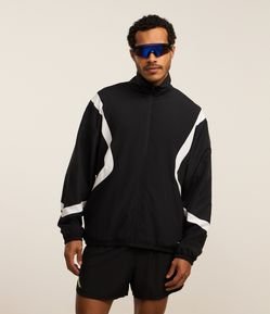 Jaqueta Gola Alta com Recortes Contrastantes