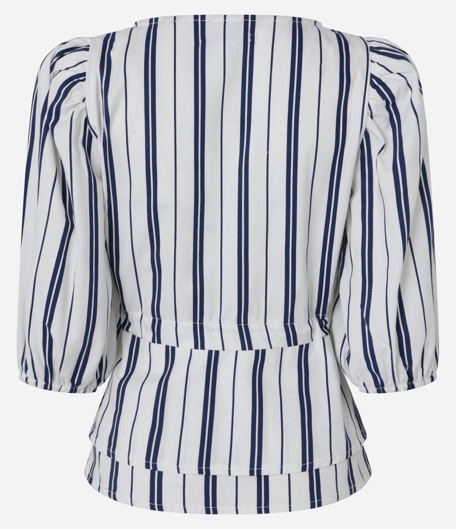 Blusa em Sarja com Manga Bufante com Amarração na Cintura Branco 7