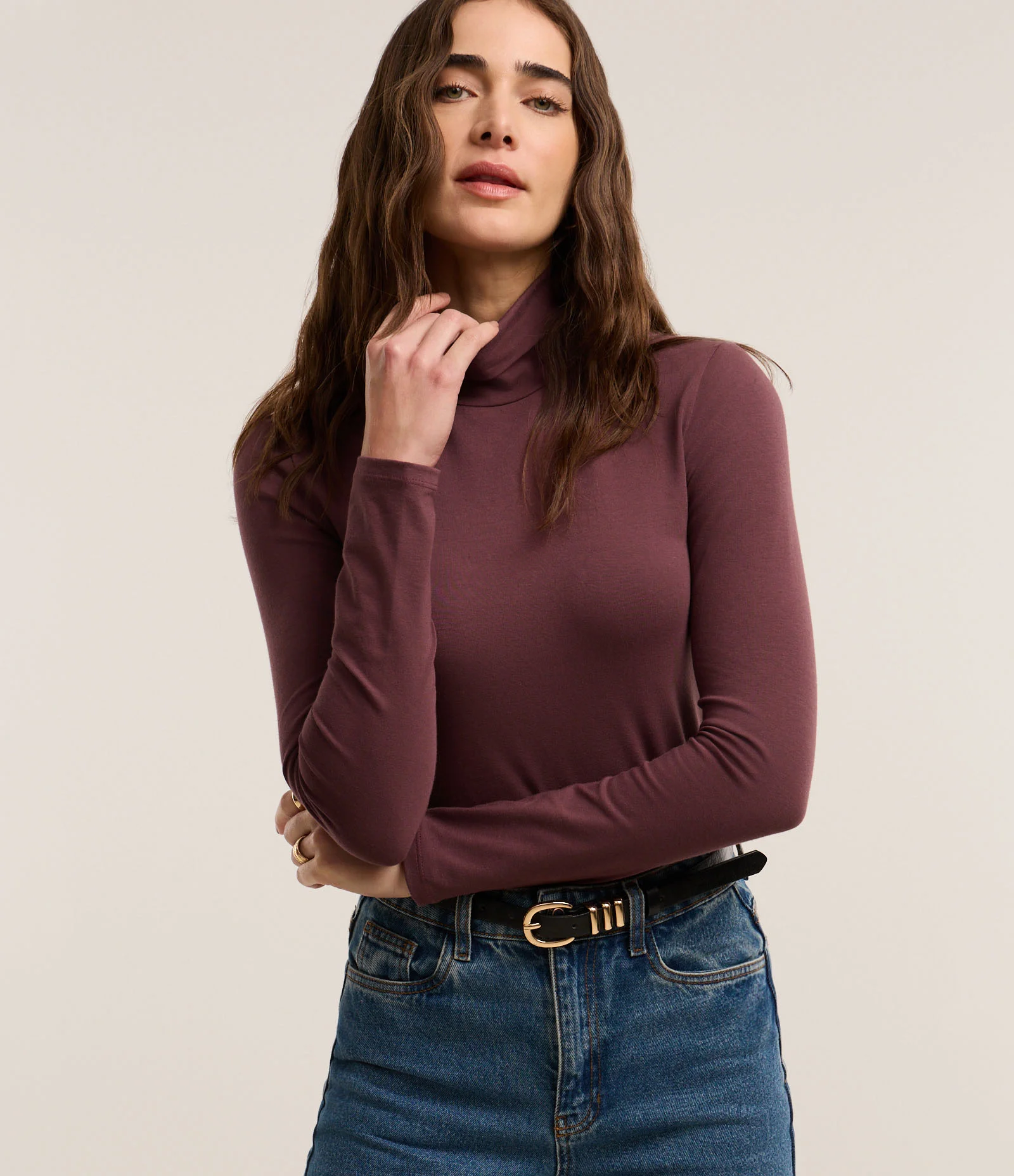 Blusa em Algodão com Golinha Alta Rosa 1