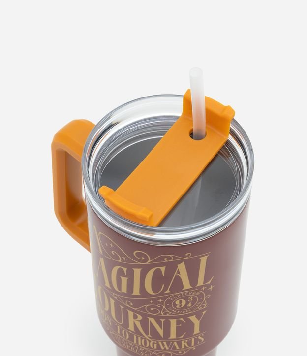 Copo em Metal com Canudo com Estampa Hogwarts 1,2L