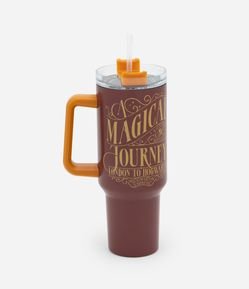 Copo Térmico com Canudo com Estampa Hogwarts 1,2L
