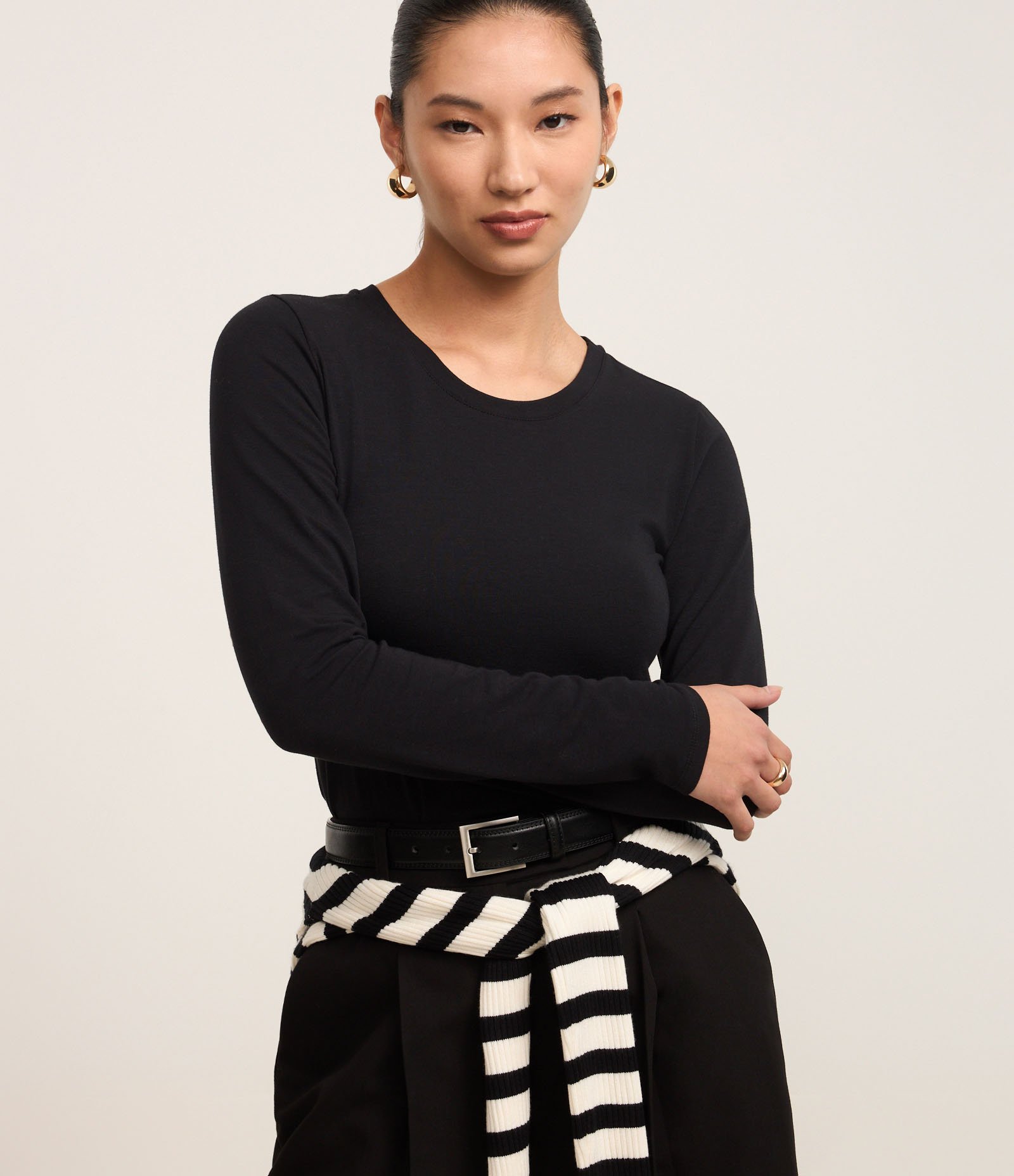 Blusa em Algodão com Gola Redonda Preto 1