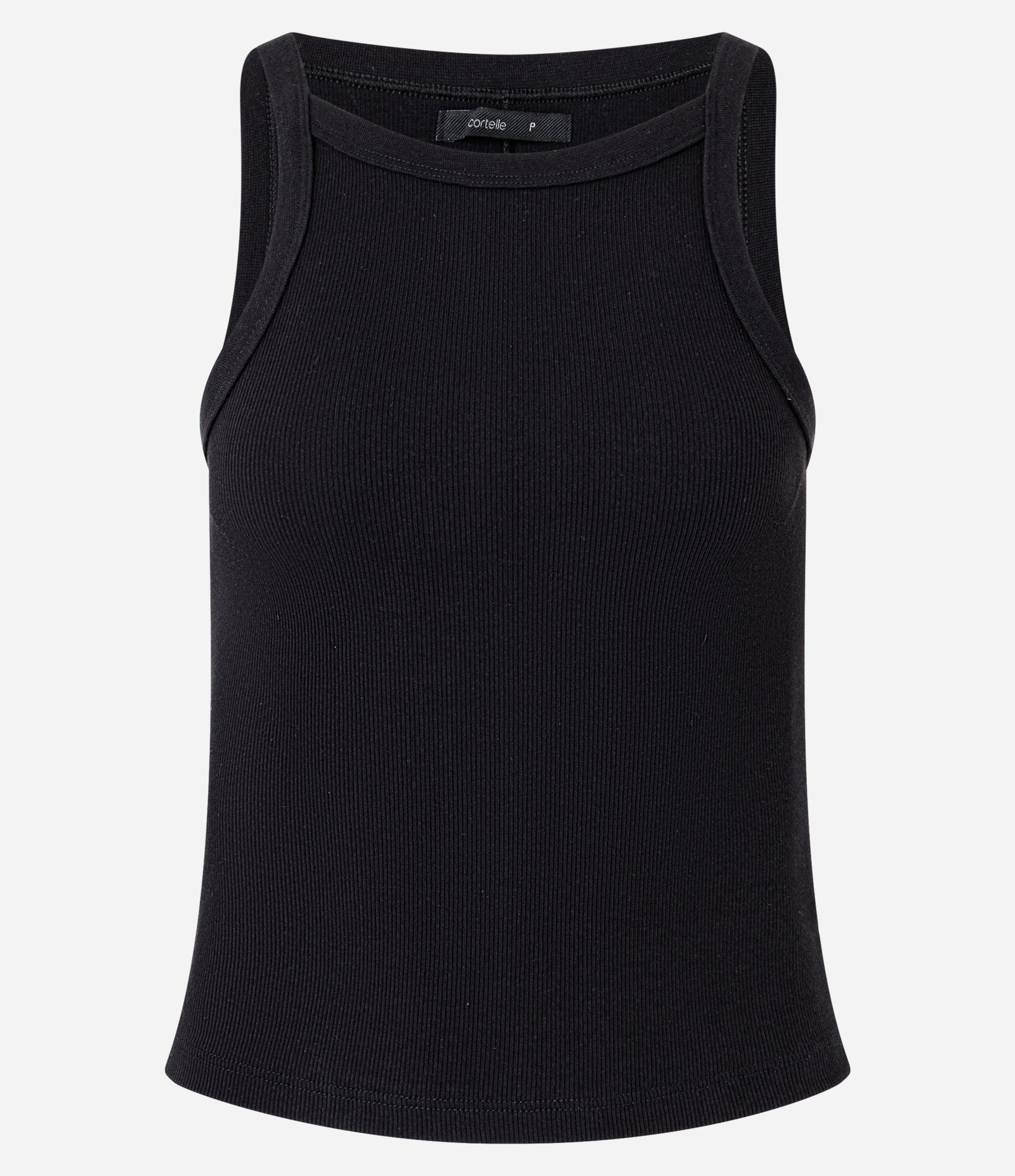 Blusa Canelada em Ribana com Gola Redonda Preto 5