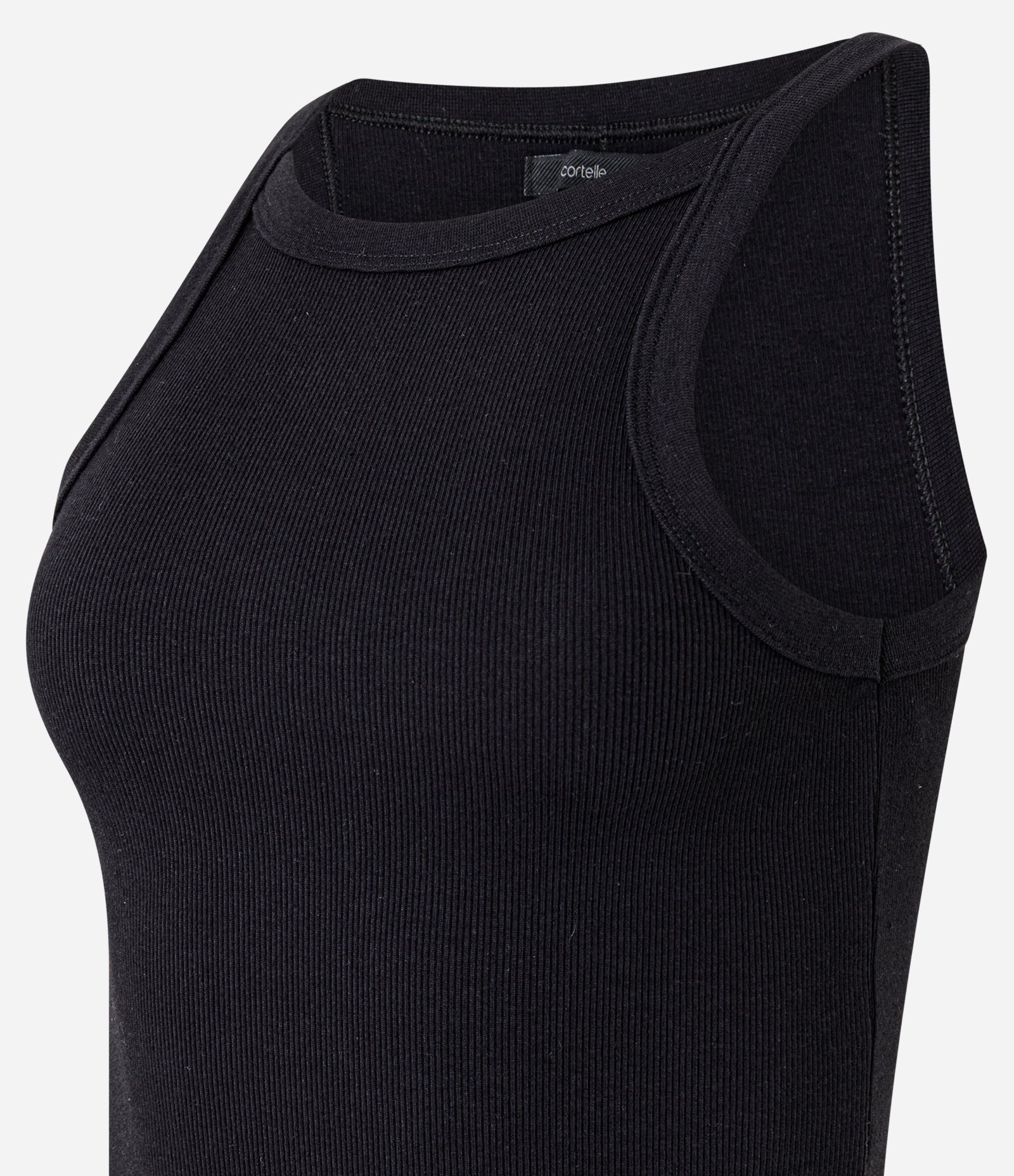 Blusa Canelada em Ribana com Gola Redonda Preto 6