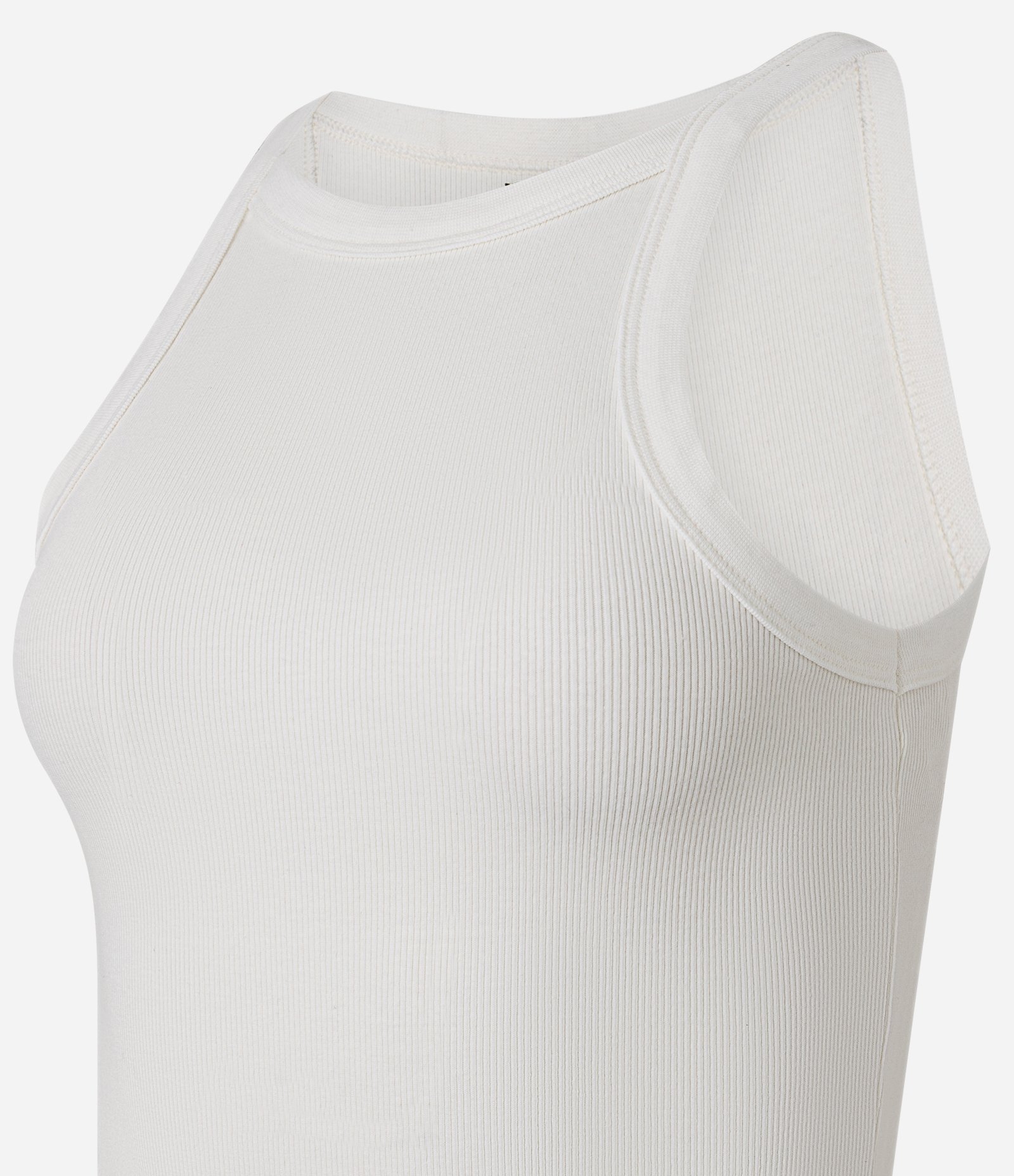 Blusa Canelada em Ribana com Gola Redonda Branco 8