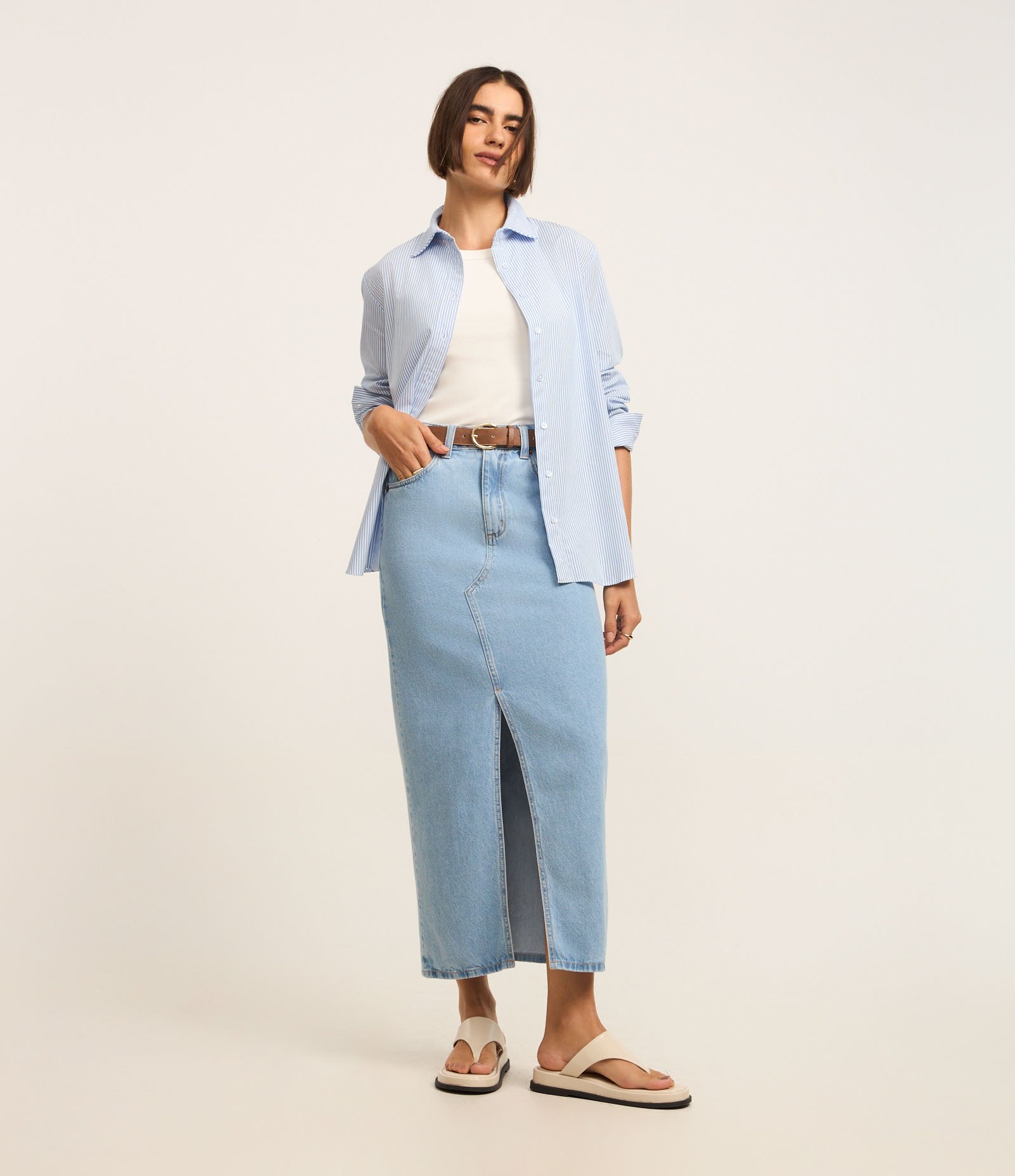 Blusa Canelada em Ribana com Gola Redonda Branco 3