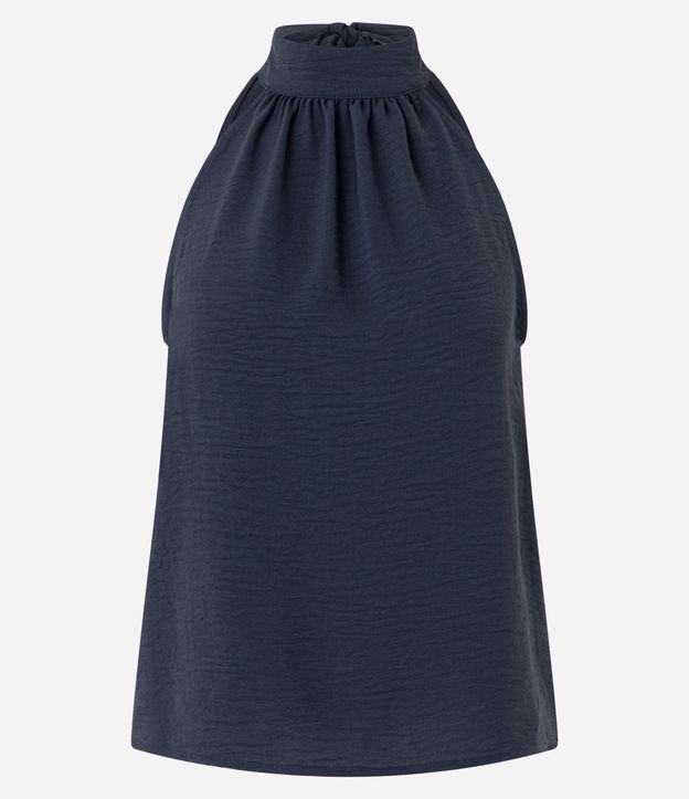 Blusa Frente Única em Crepe com Amarração na Gola Alta