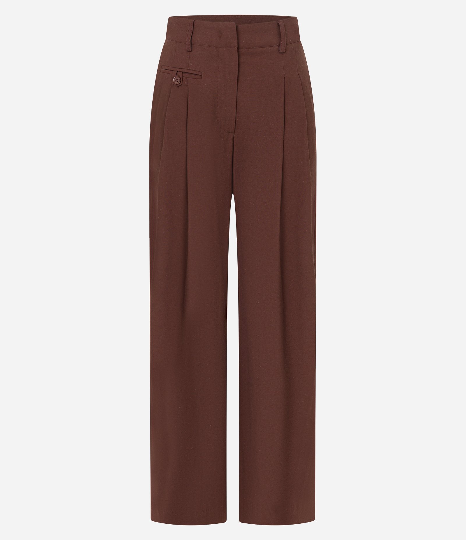 Calça Wide Leg Alfaiatada Cintura Alta em VIscolinho Marrom 8