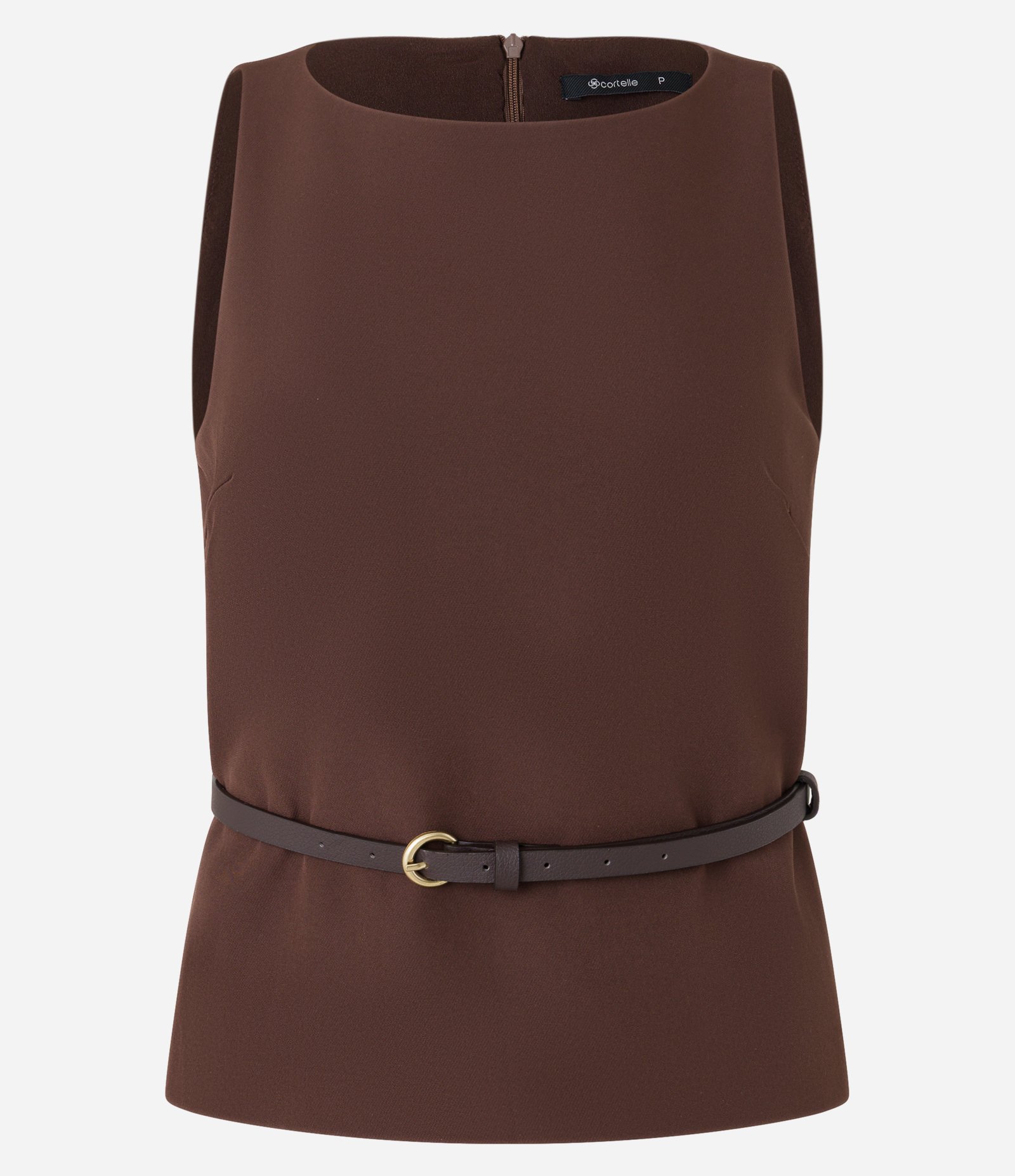 Blusa Alfaiatada com Cinto de Fivela Redonda Marrom 7