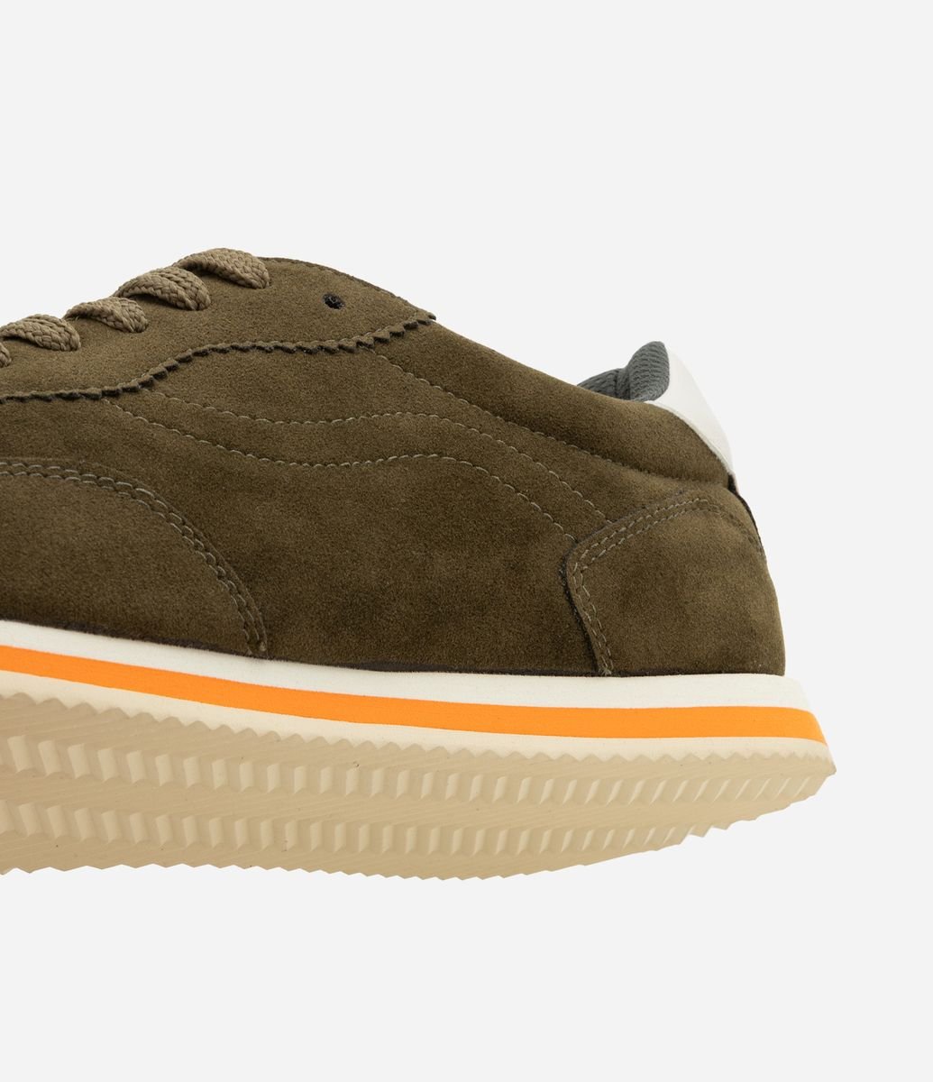 ecox　SUEDE Tênis Retrô Sintético com Recortes Efeito Camurça Verde