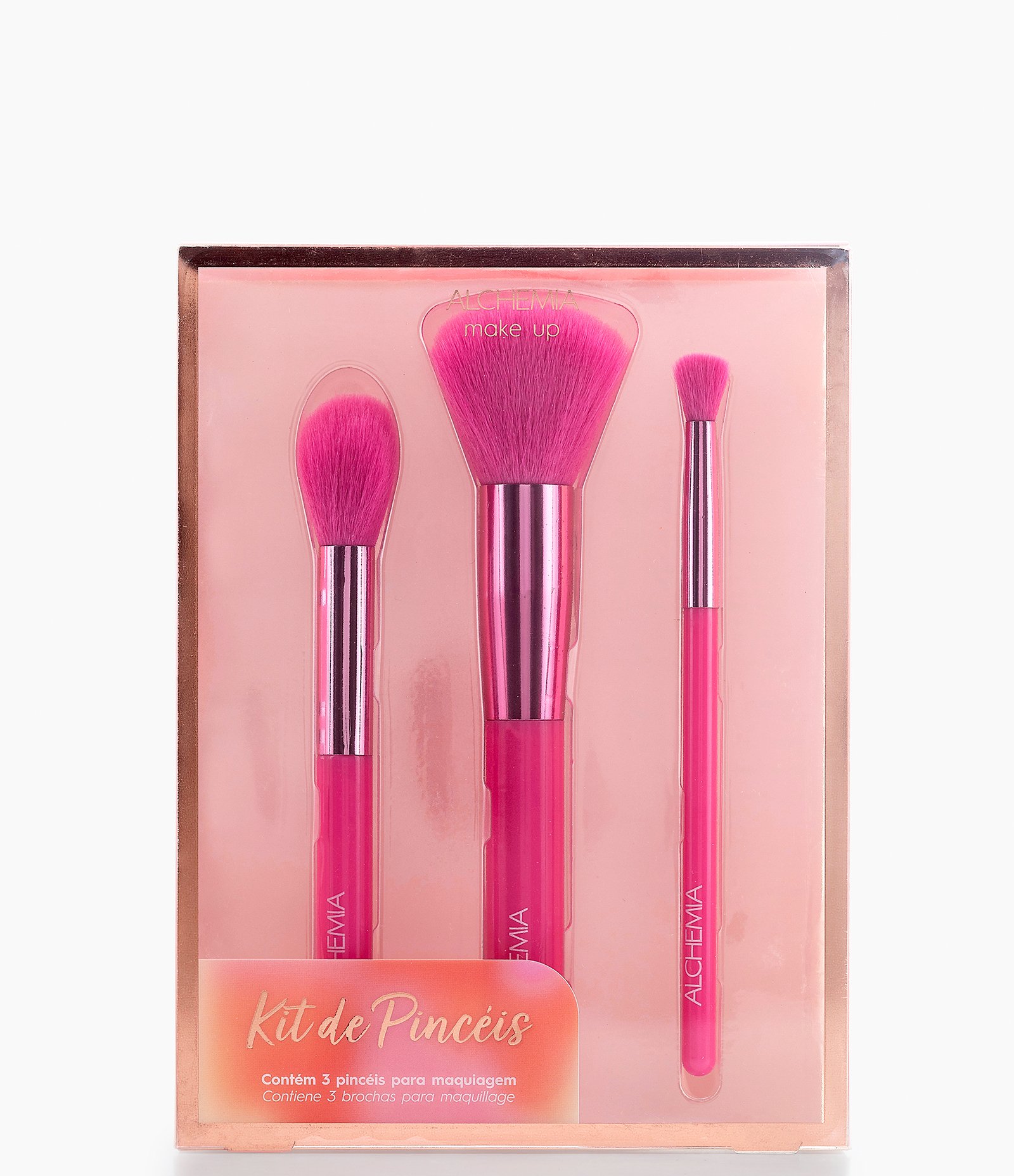 Kit 03 Pinceis de Make Linha Pink Alchemia Rosa 1