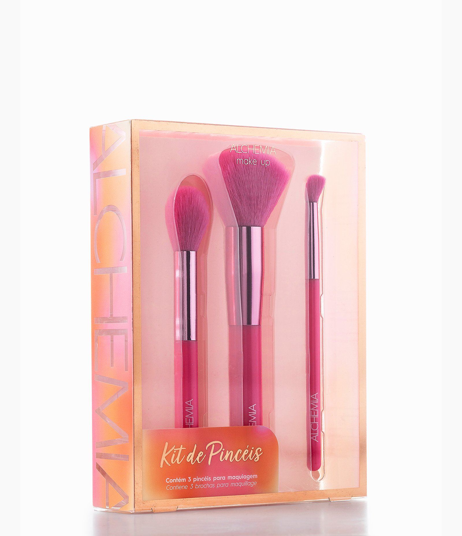 Kit 03 Pinceis de Make Linha Pink Alchemia Rosa 2