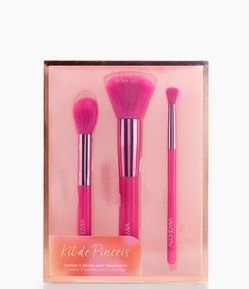 Kit 03 Pinceis de Make Linha Pink Alchemia