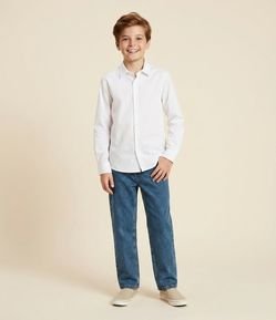 Camisa Infantil com Fibra de Bambu e Fechamento por Botões - Tam 5 a 14 Anos