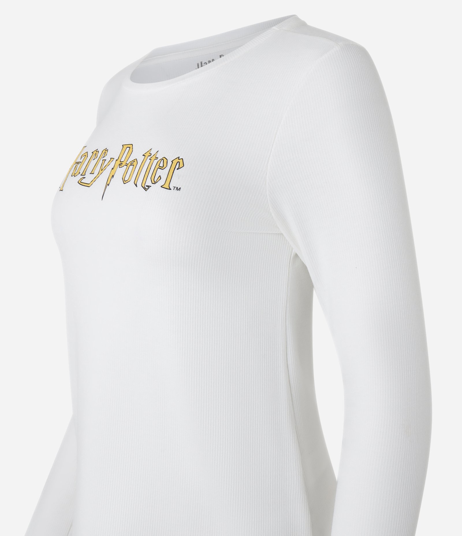 Pijama Longo em Ribana com Estampa Harry Potter Branco 5